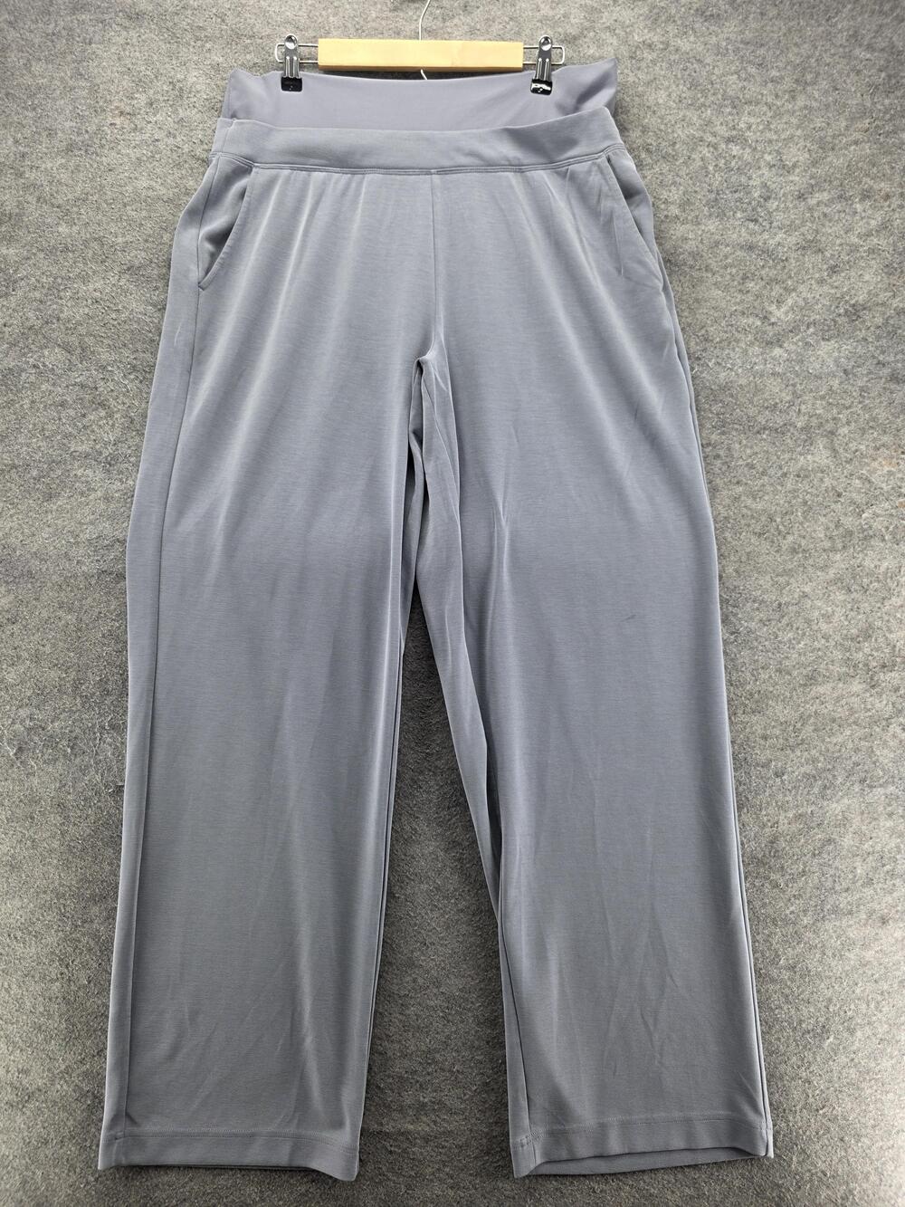Athleta Sweatpants Womens XL Tall Gray Wide Leg Jersey Elastic Waist 32.5 Inseam